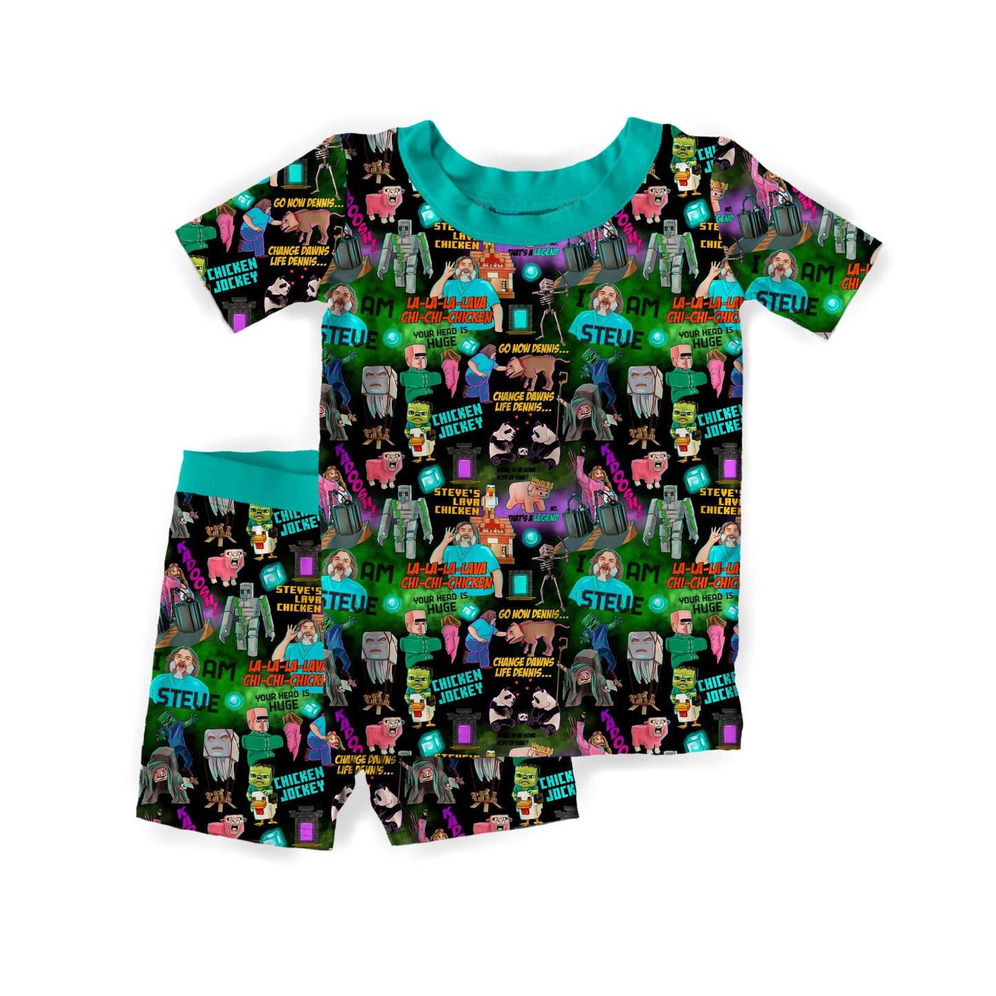 Chicken Jockey Bamboo Short Sleeve & Shorts Two Piece Pajama Set