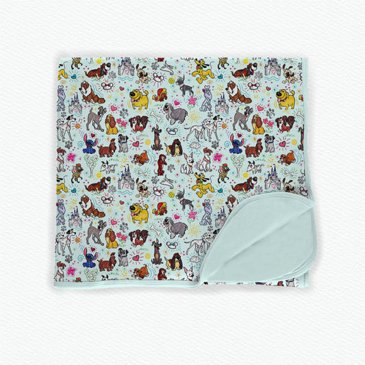 Blue Pups Double Layered Bamboo Blanket