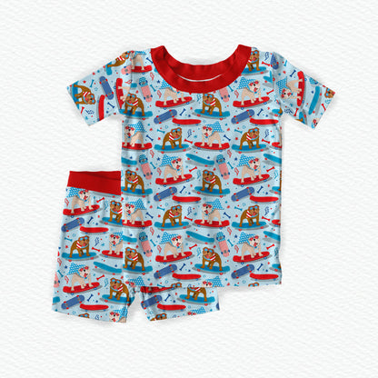 Patriotic Pups Bamboo Short Sleeve Shorts Two Piece Pajama Set