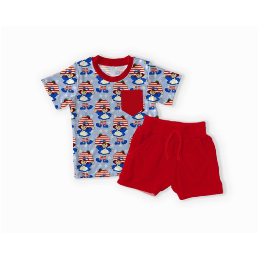 Berry Sweet Americana Bamboo Pocket Tee & Shorts Set