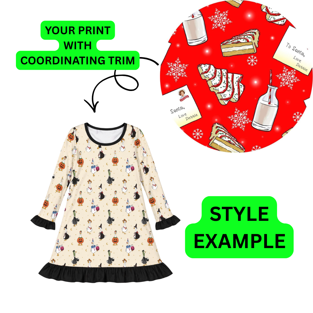 Christmas Tree Cakes Bamboo Long Sleeve Ruffle Cuffed Lounge Dress