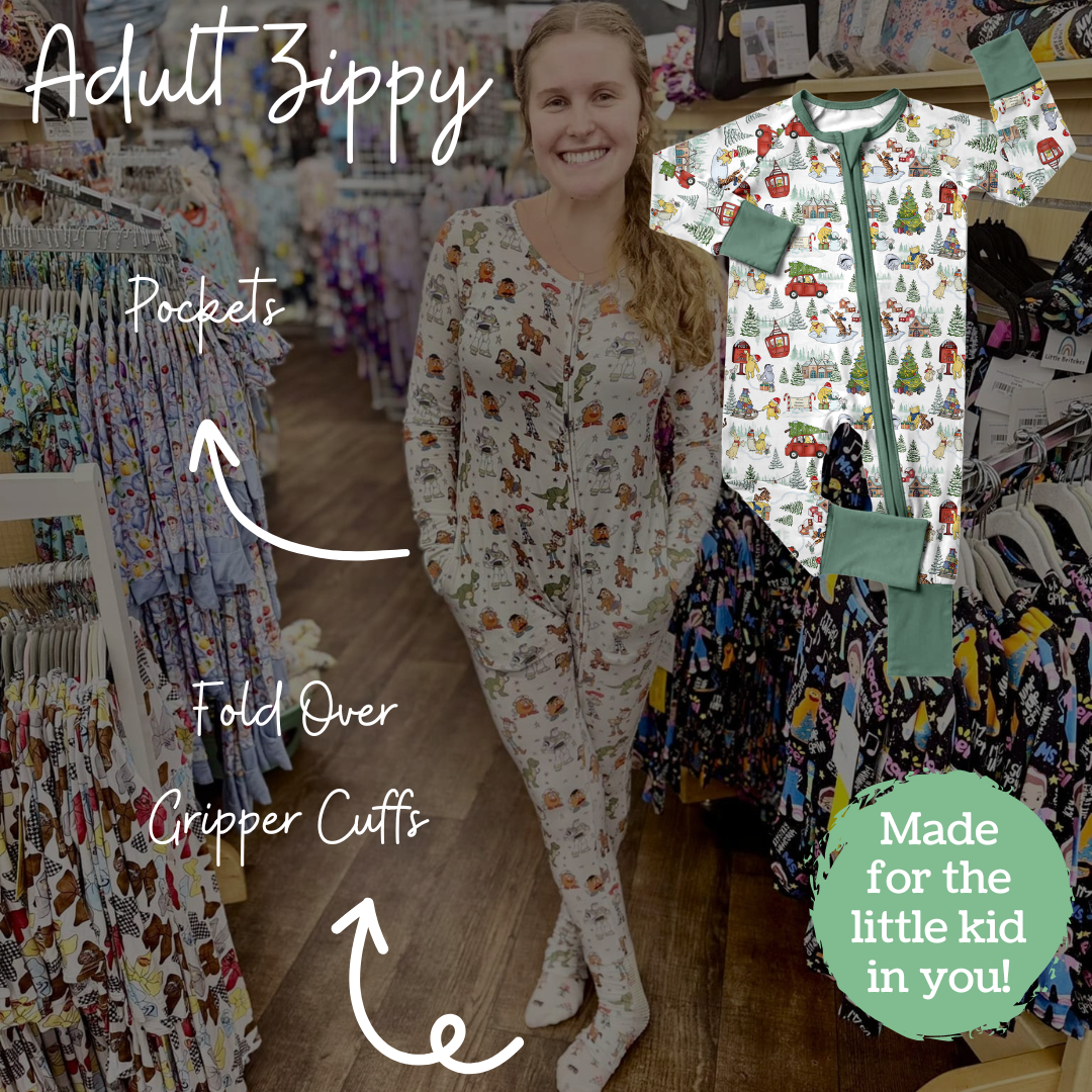 100 Acre Holiday's Adult Bamboo Zippy Pajamas