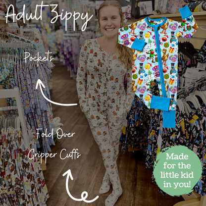 Sesame Street Secret Santa Adult Bamboo Zippy Pajamas