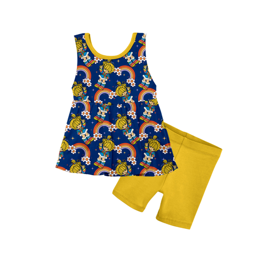Nostalgic Dreams Bamboo Tank Peplum & Biker Shorts Set