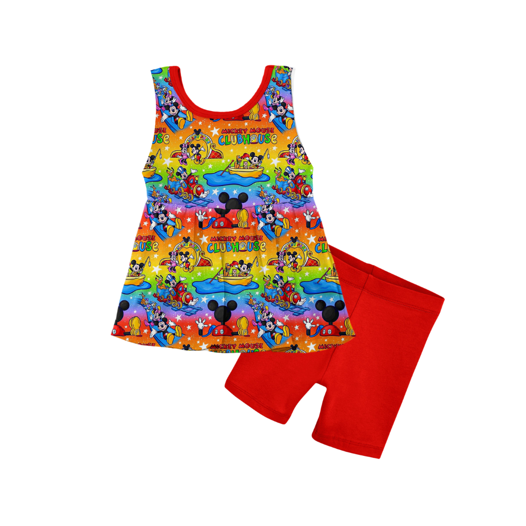 Mouse House Bamboo Tank Peplum & Biker Shorts Set
