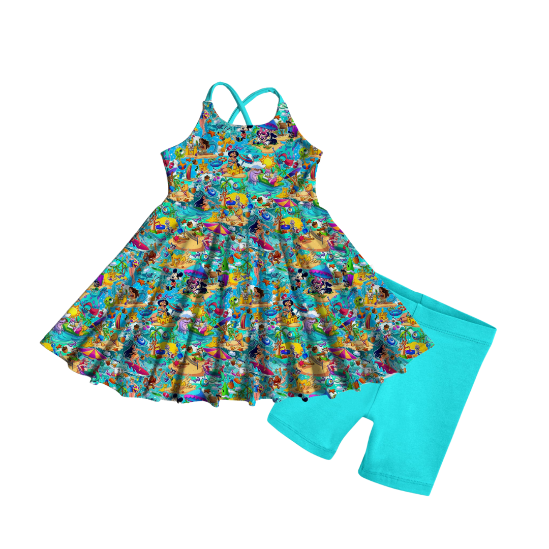 Fun In The Sun Bamboo Brielle Tank With Biker Shorts