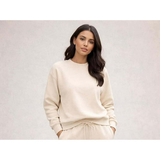 Cream Women's Cozy French Terry Bamboo Adult Crewneck