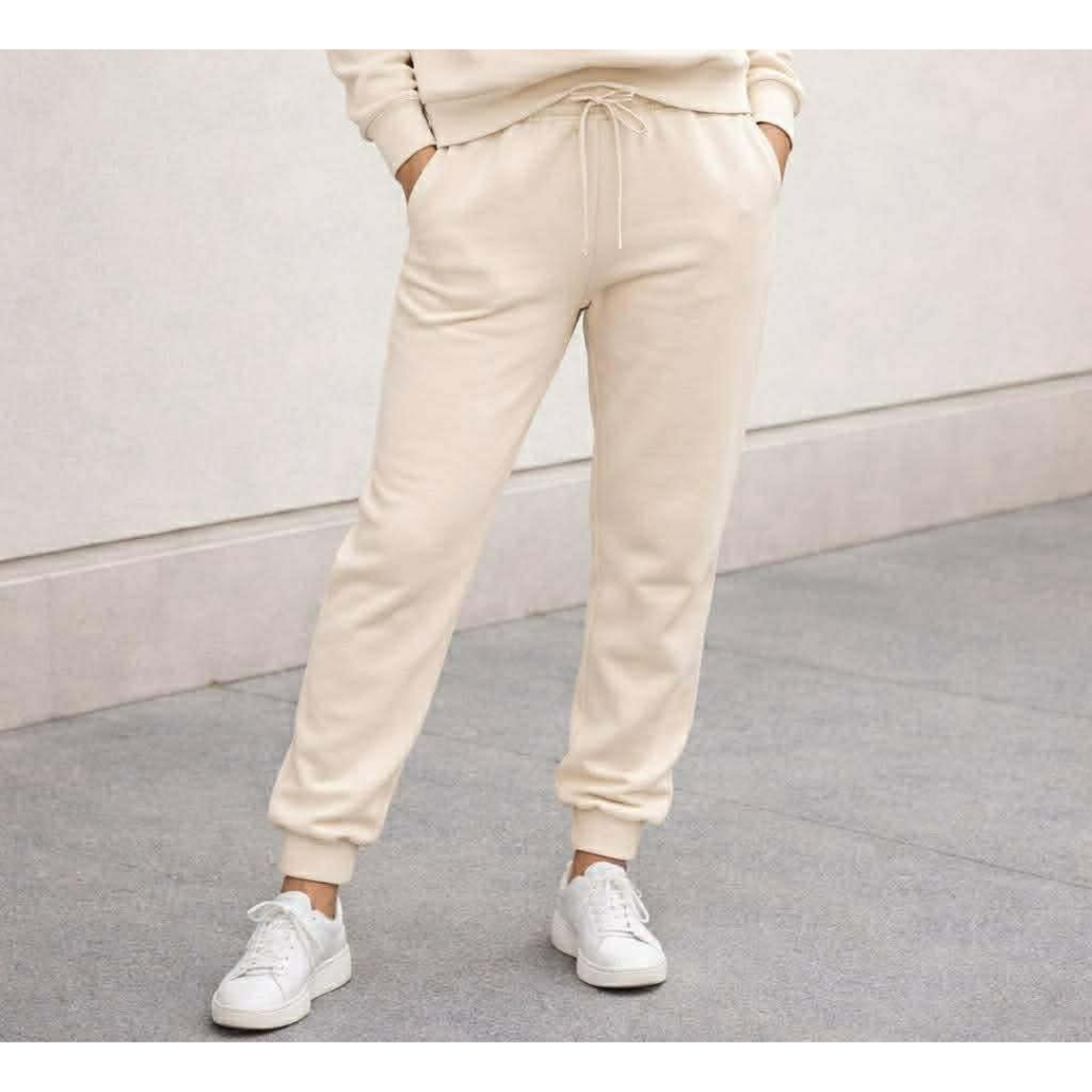 Cream Cozy Women's French Terry Bamboo Jogger Style Pants