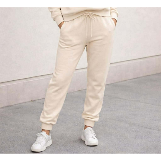 Cream Cozy Women's French Terry Bamboo Jogger Style Pants