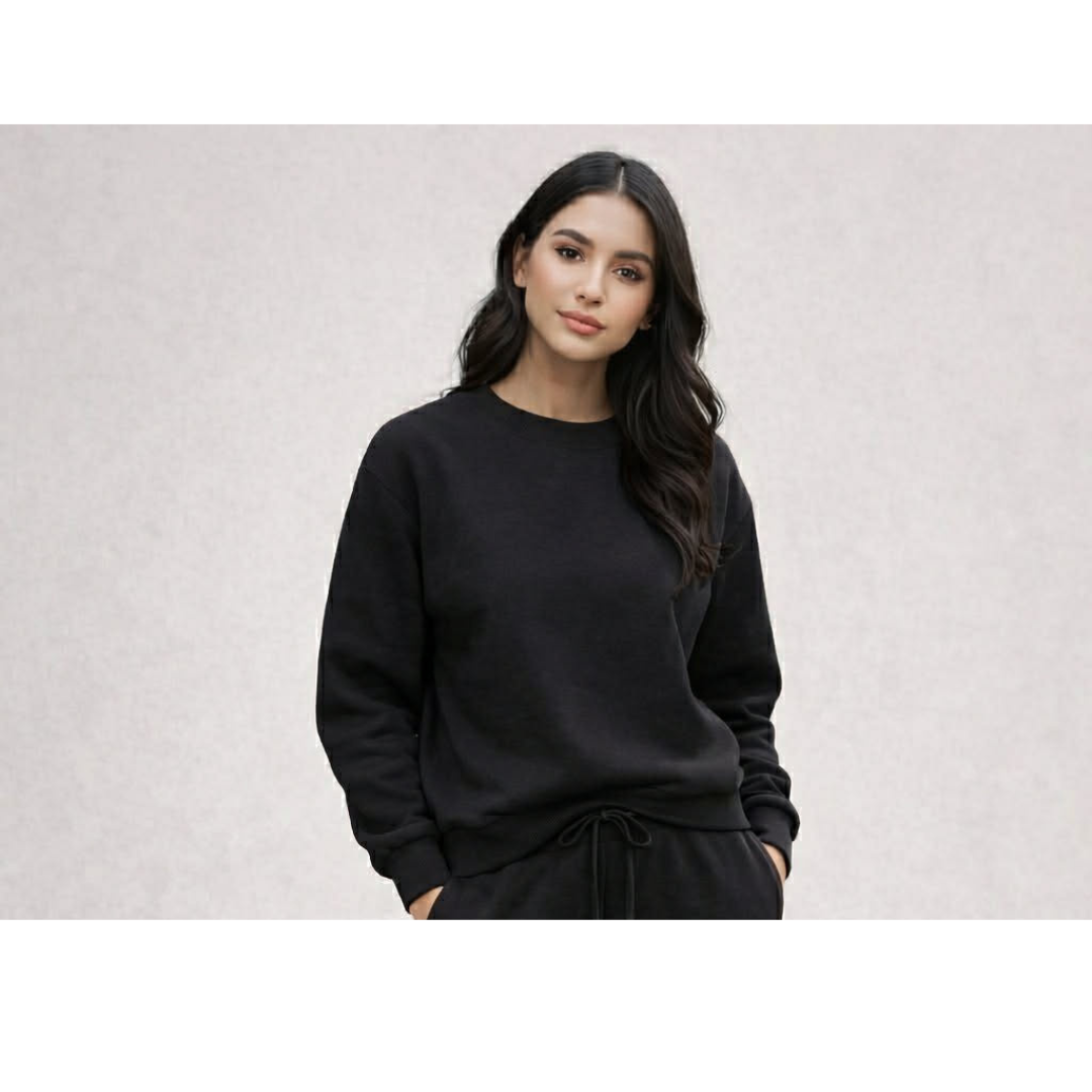 Black Women's Cozy French Terry Bamboo Adult Crewneck