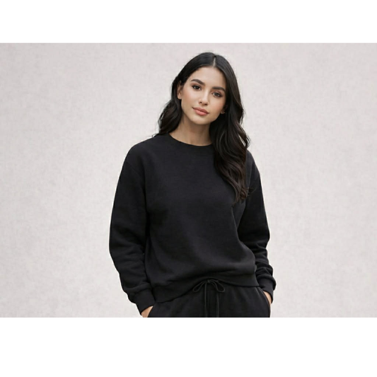 Black Women's Cozy French Terry Bamboo Adult Crewneck