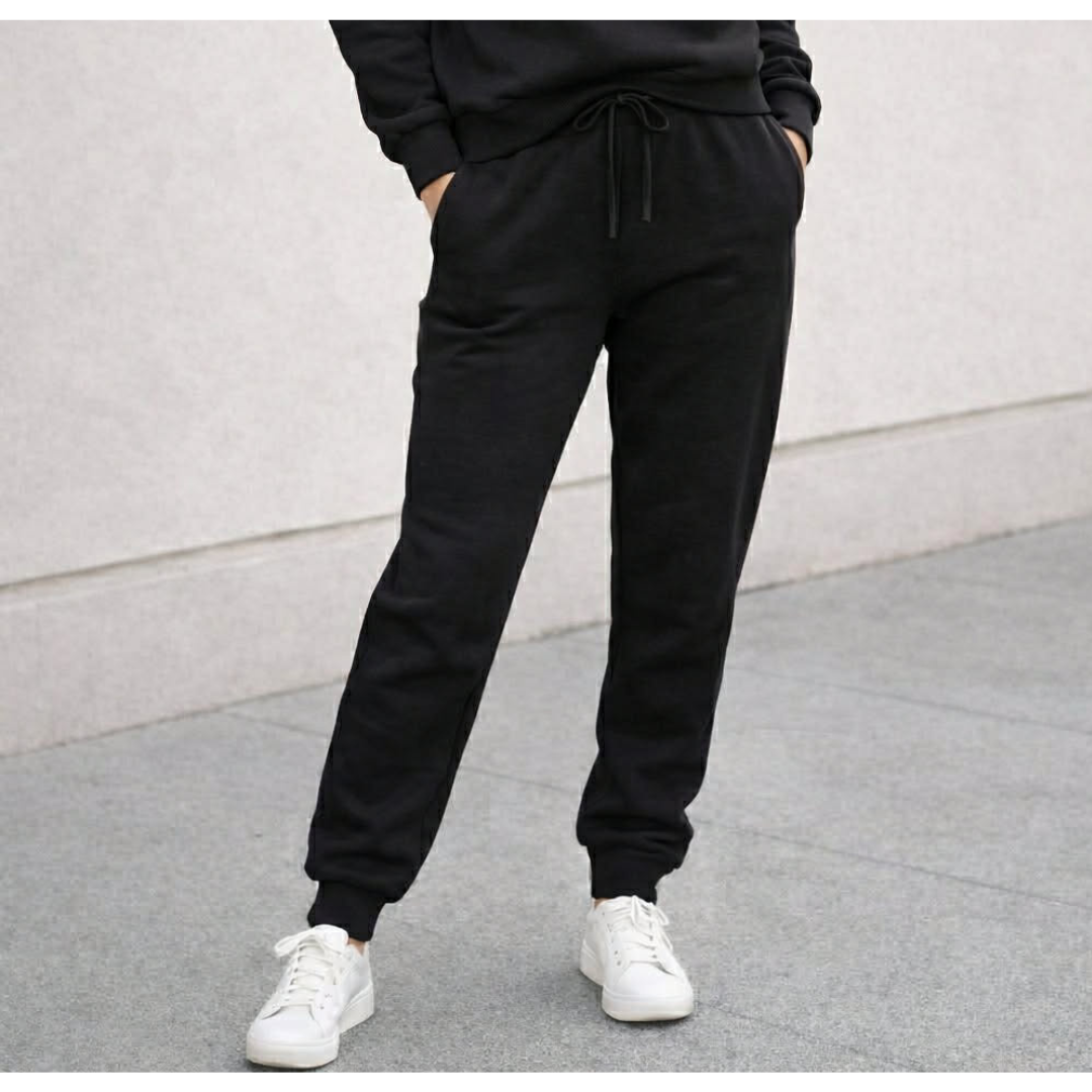 Black Cozy French Terry Bamboo Jogger Style Pants