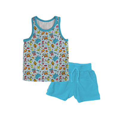Land Of Seuss Bamboo Muscle Tank & Shorts Set