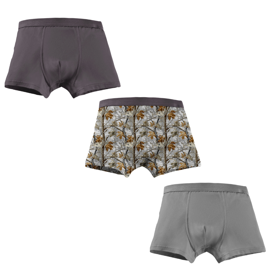 Gray Camo 3 Pack Bamboo Boxers