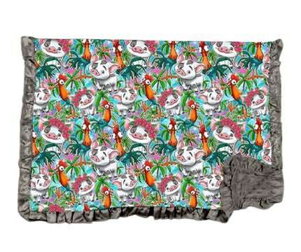 Pua & Hei Hei Bamboo Minky Dot Toddler Blanket With Ruffle