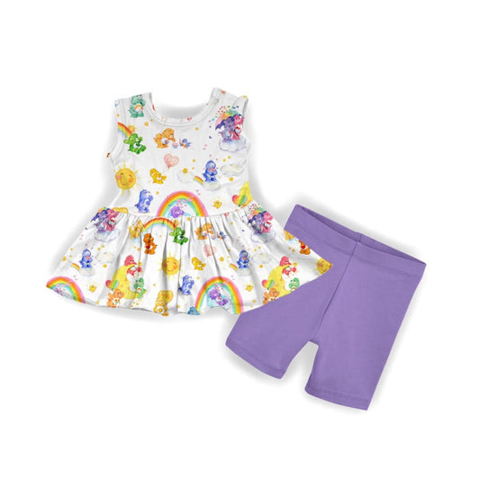 Care Bears Bamboo Tank Peplum & Biker Shorts Set