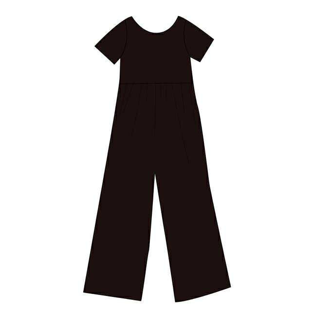Solid Black Bamboo Women's Wide Leg Romper