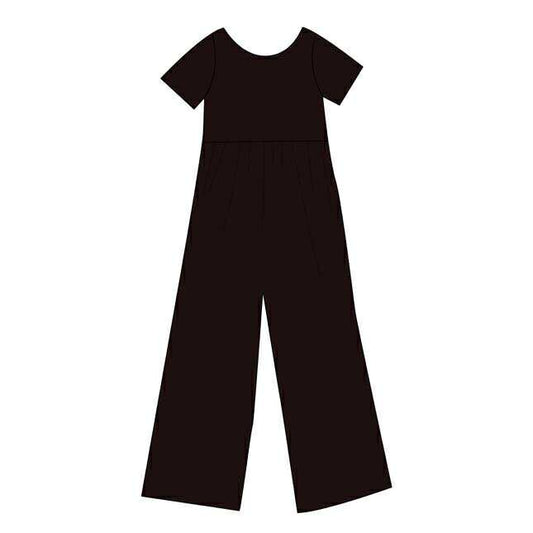 Solid Black Bamboo Wide Leg Romper