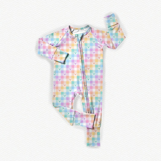 Checkered Pastels Bamboo Zippy Pajamas