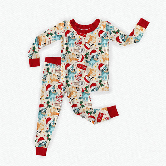 Christmas With The Heelers Bamboo Long Sleeve Two Piece Pajama Set
