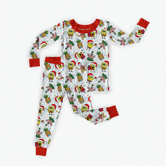Christmas In Bikini Bottom Bamboo Long Sleeve Two Piece Pajama Set