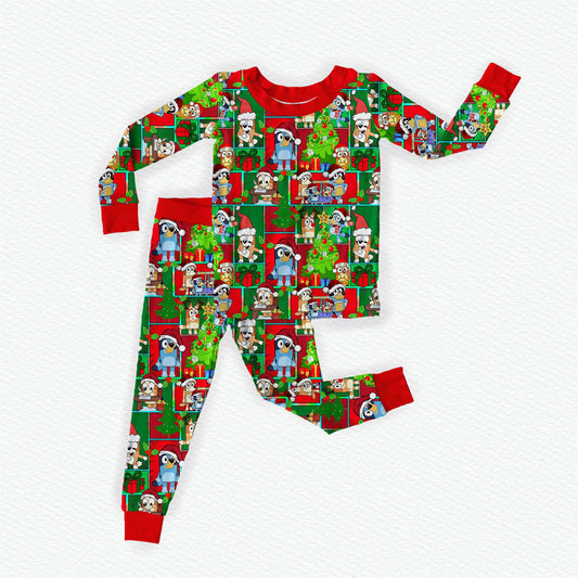 Holly Jolly Heelers Bamboo Long Sleeve Two Piece Pajama Set