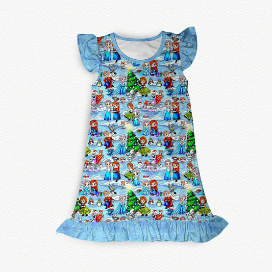 Do You Wanna Build A Snowman? Flutter Sleeve Bamboo Short Sleeve Nightgown