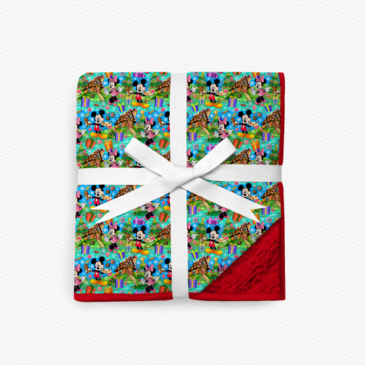 Candy Cane Lane Fur Backed Bamboo Blanket