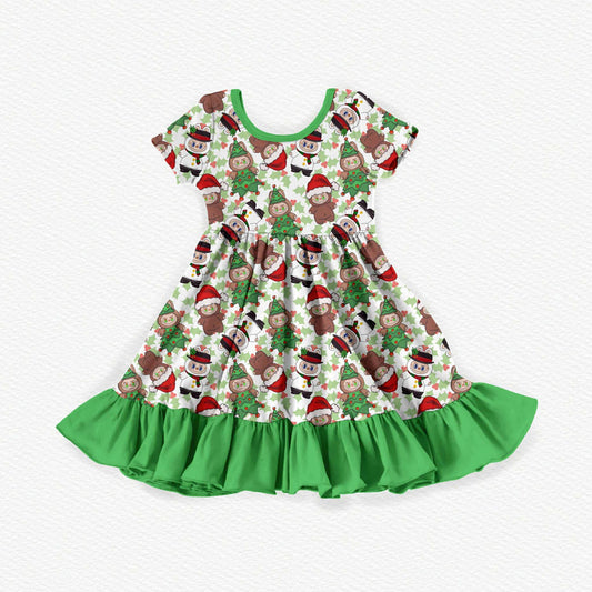Naughty Or Nice Bamboo Short Sleeve Ruffle Dress