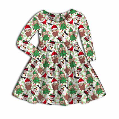Naughty Or Nice Bamboo Long Sleeve Twirl Dress