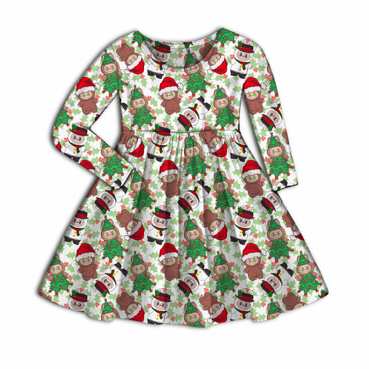 Naughty Or Nice Bamboo Long Sleeve Twirl Dress