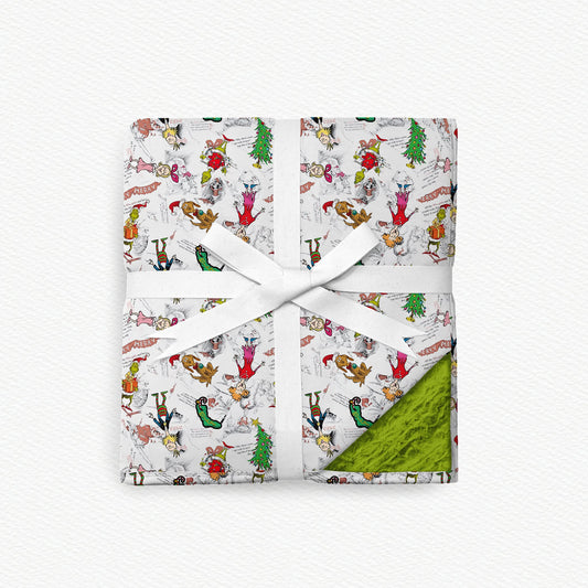 Storybook Grump Christmas Fur Backed Bamboo Blanket