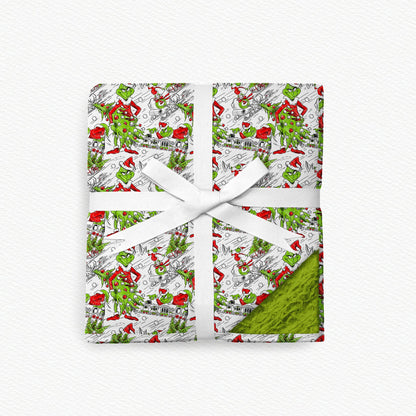 Sketchbook Grump Christmas Fur Backed Bamboo Blanket