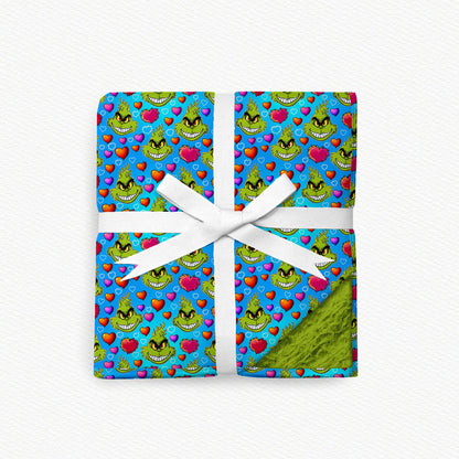Green Mischief Christmas Fur Backed Bamboo Blanket
