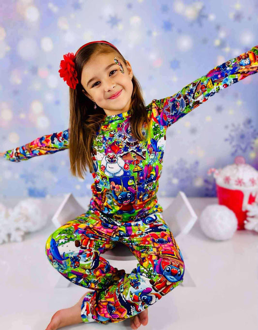 Merry Stitchmas 626 Day Bamboo Long Sleeve Two Piece Pajama Set