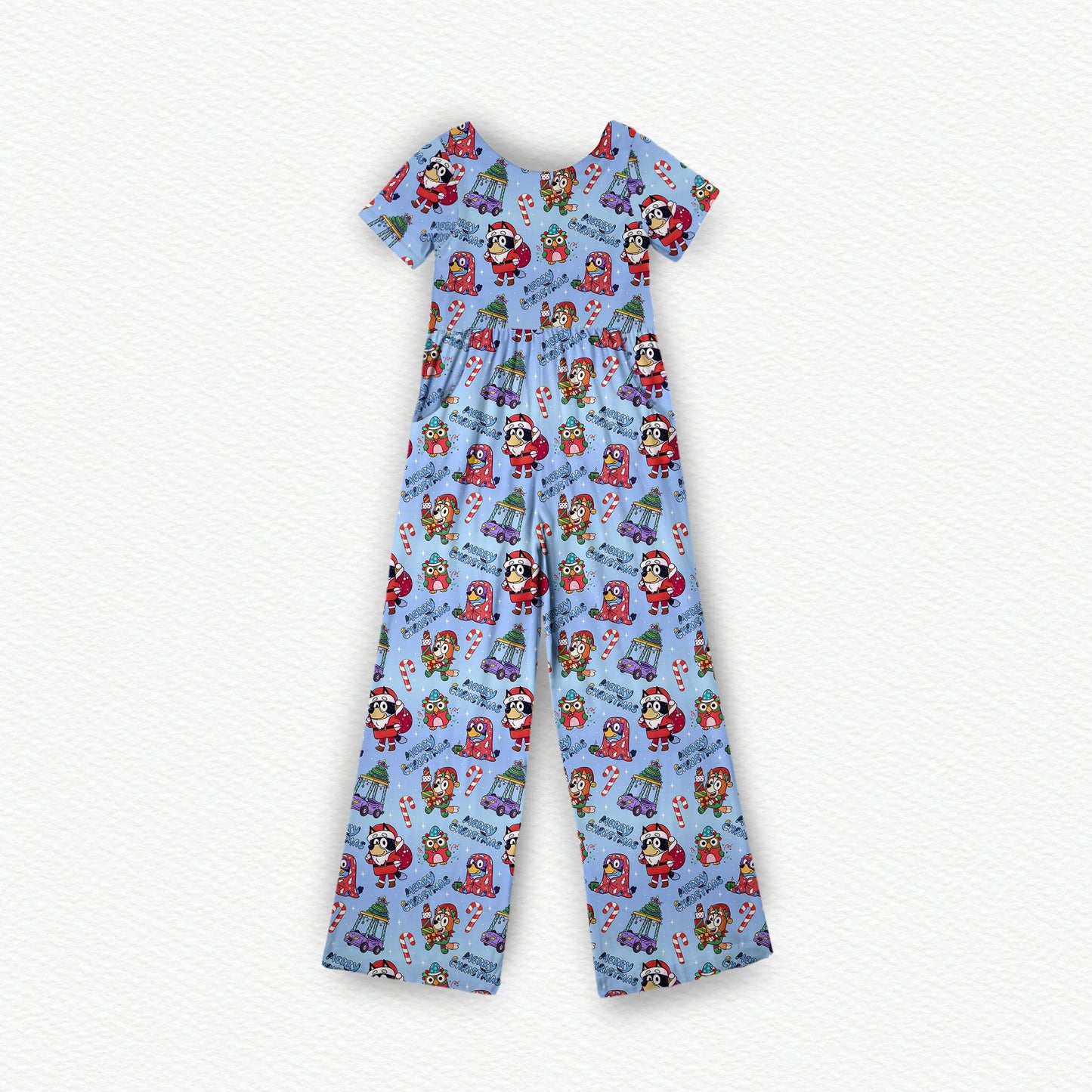 Verandah Santa Christmas Bamboo Women's Wide Leg Romper