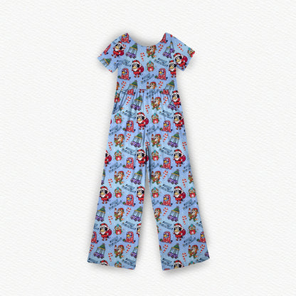 Verandah Santa Christmas Bamboo Women's Wide Leg Romper