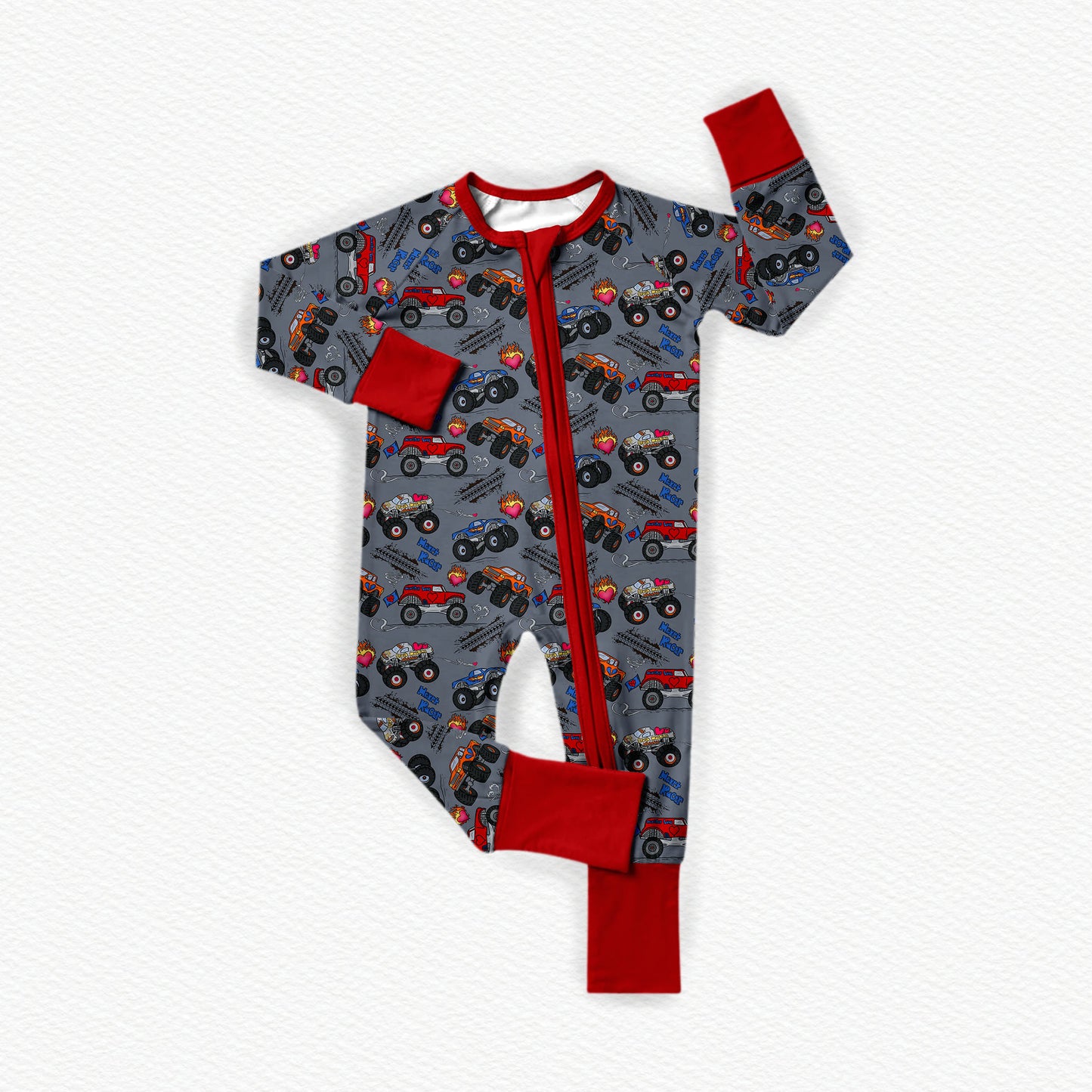 Monster Jam Valentines Bamboo Zippy Pajamas