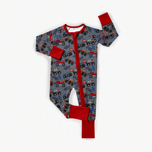 Monster Jam Valentines Bamboo Zippy Pajamas