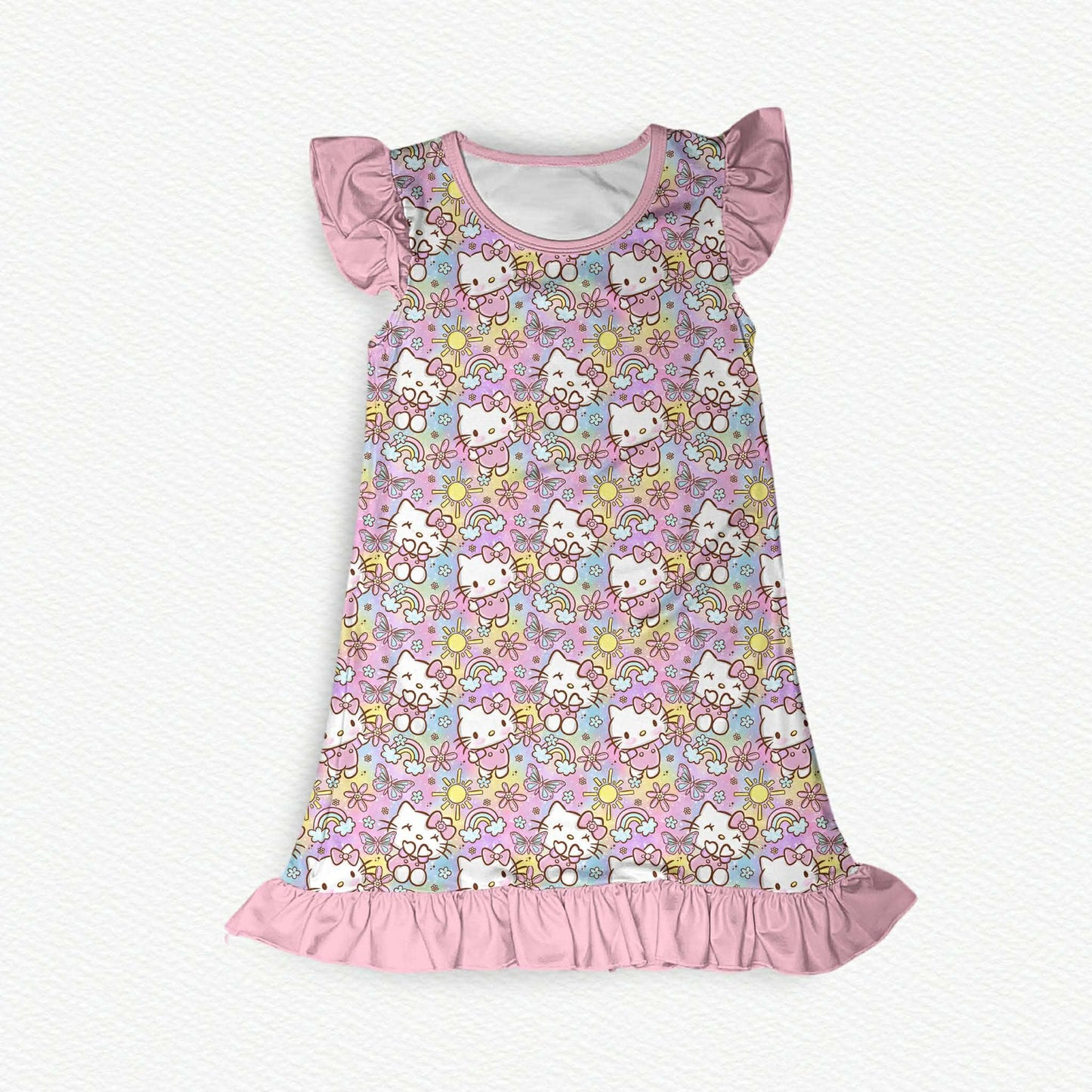 Hello Kitty Flutter Sleeve Bamboo Short Sleeve Lounge Dress