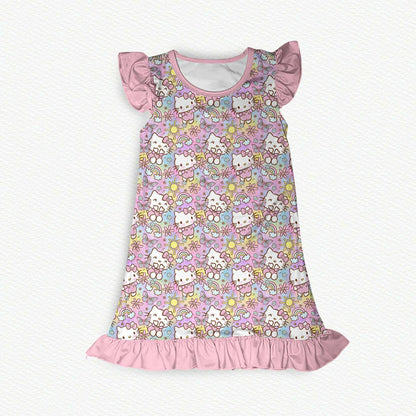 Hello Kitty Flutter Sleeve Bamboo Short Sleeve Lounge Dress