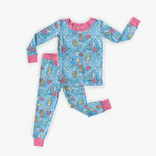 Glass Slipper Watercolor Bamboo Long Sleeve Two Piece Pajama Set