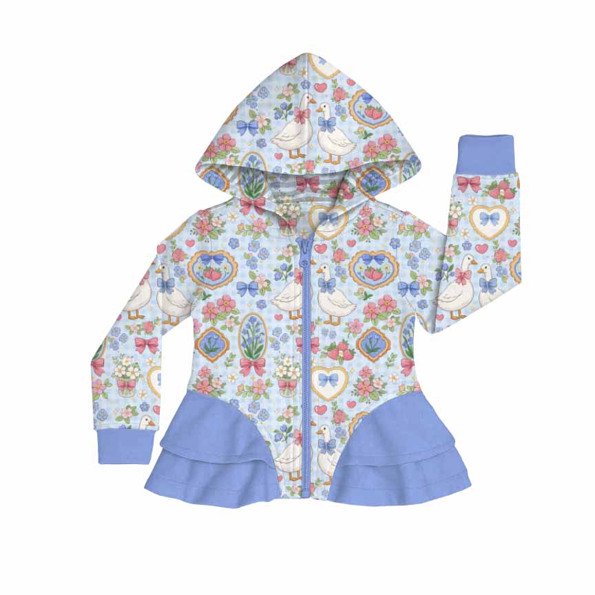 Coquette Girly Bamboo Ruffle Zip Up Jacket