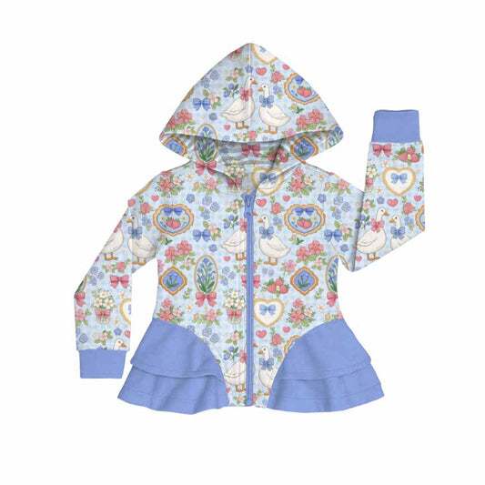 Coquette Girly Bamboo Ruffle Zip Up Jacket