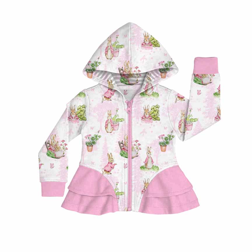Peter In Pink Bamboo Ruffle Zip Up Jacket