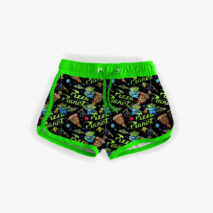Pizza Planet Safe Swim Trunks - NEON GREEN (Highest visibility in lakes & dark water)