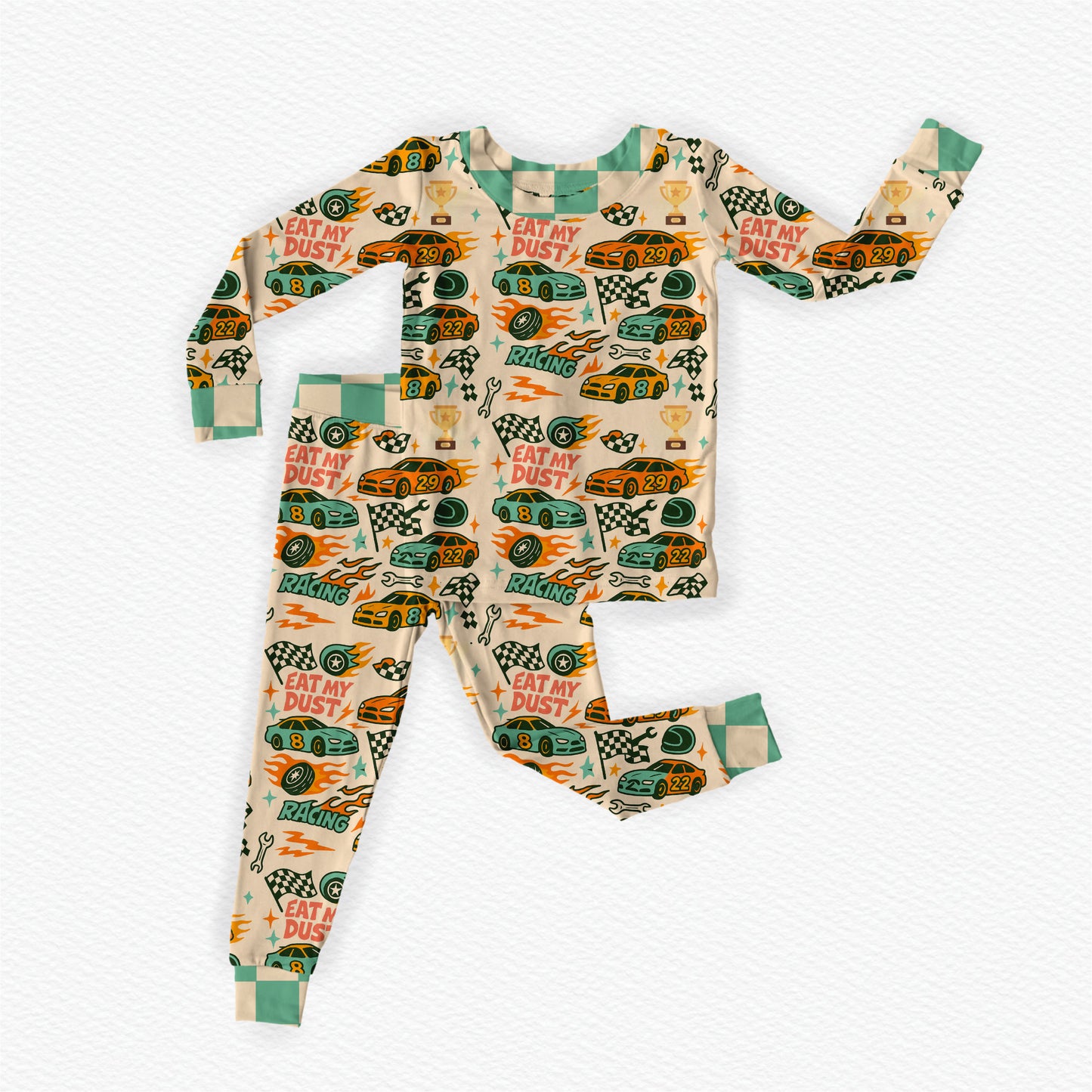 Race Time With Dad Bamboo Long Sleeve Two Piece Pajama Set
