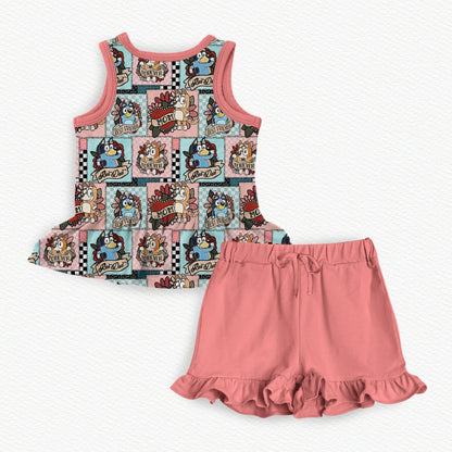 #MOMLIFE Bamboo Tank Peplum & Ruffle Shorts Set