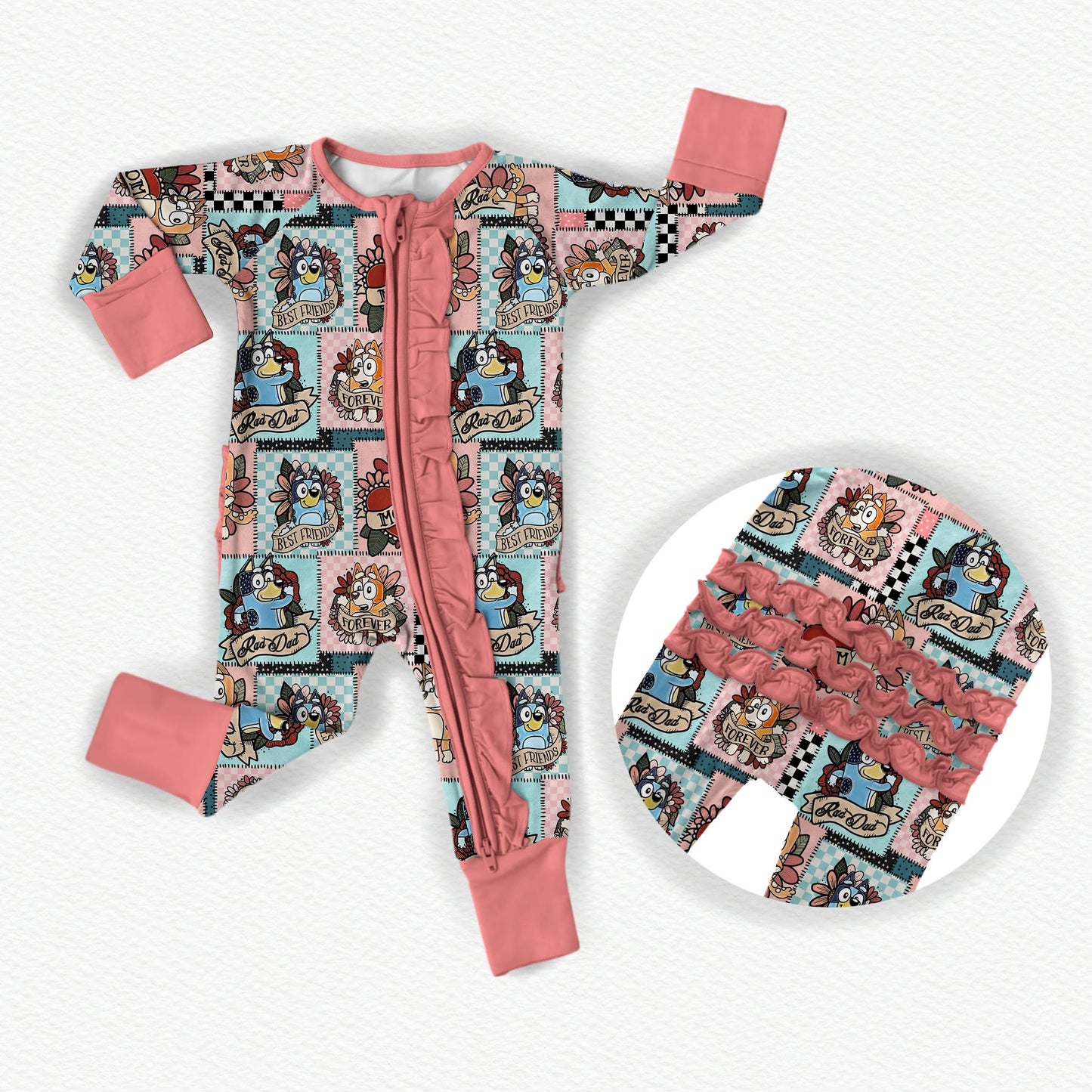 #MOMLIFE Ruffle Bamboo Zippy Pajamas