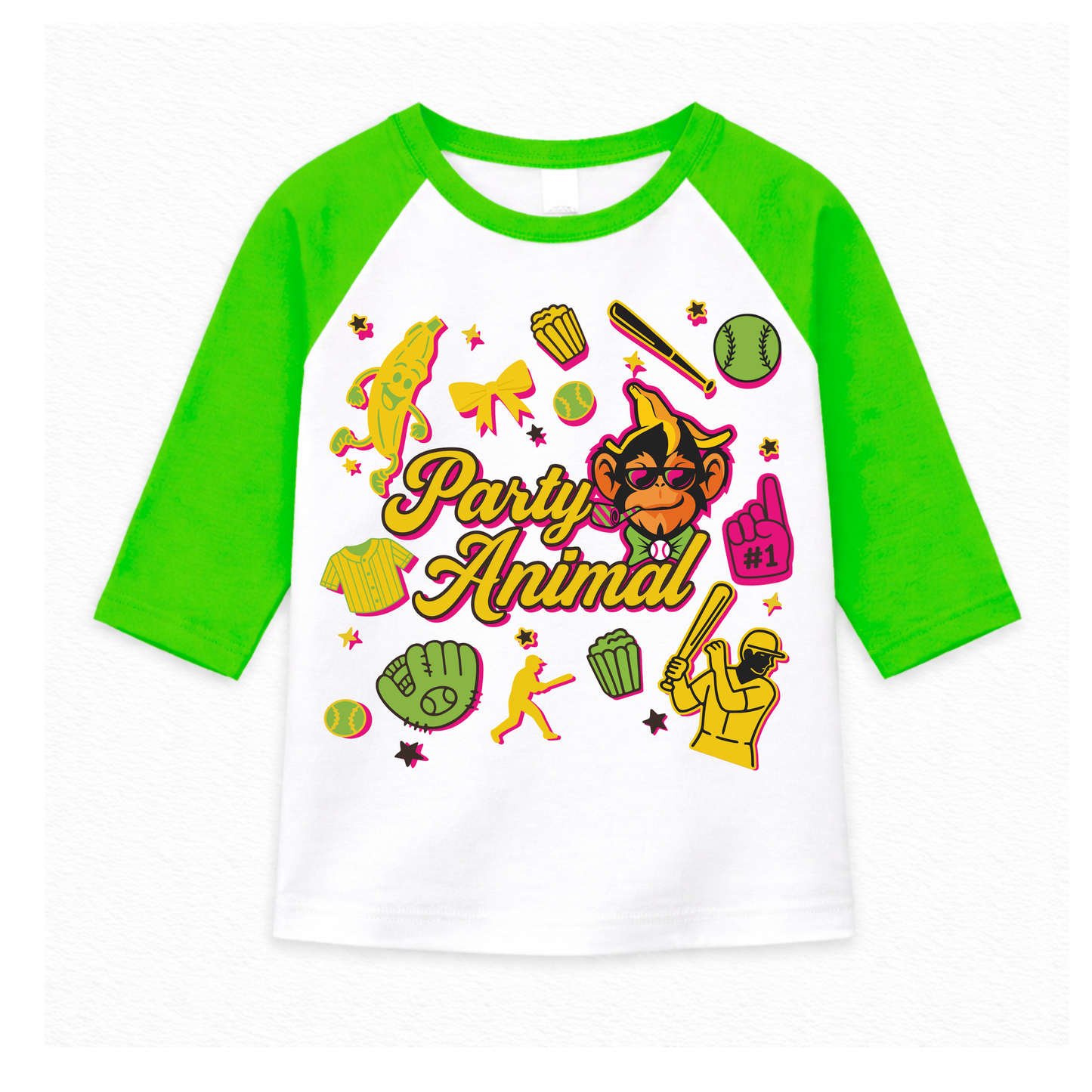 Party Animal Bamboo Youth Raglan Baseball Tee